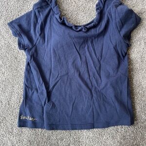 Lilly Pulitzer Blue Ruffled Short Sleeve T-Shirt